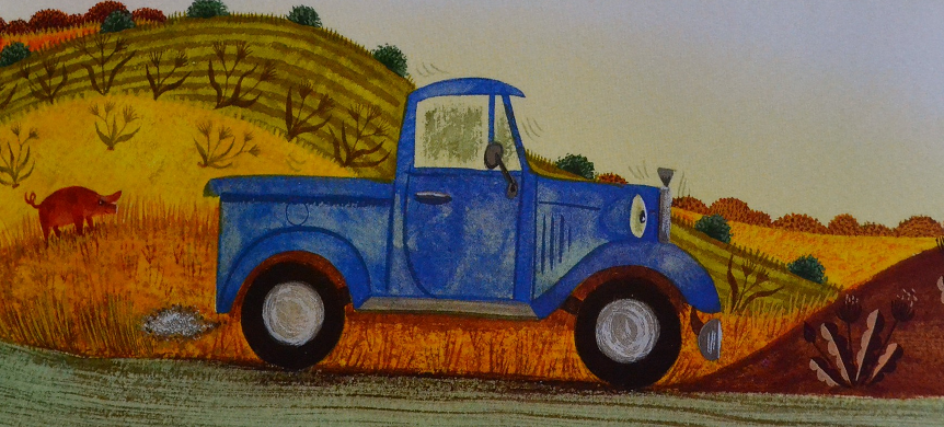 Kleine blauwe truck Illustratie