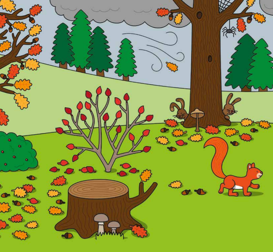 Eekhoorn in de herfst Illustratie